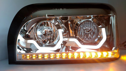 Chrome Headlights Front Pair with LED Turn Signal for Freightliner Century (1995–2007)