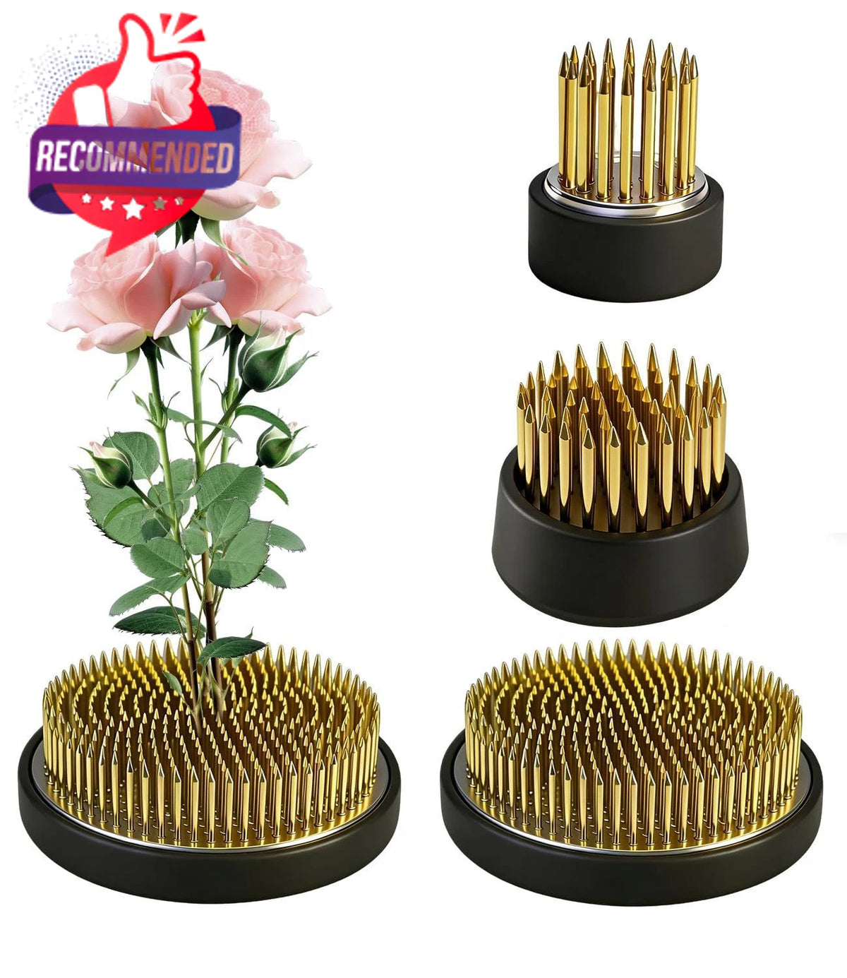 3pcs Brass Flower Frog for Arrangements Vase (1.02" 1.18" 2.36")