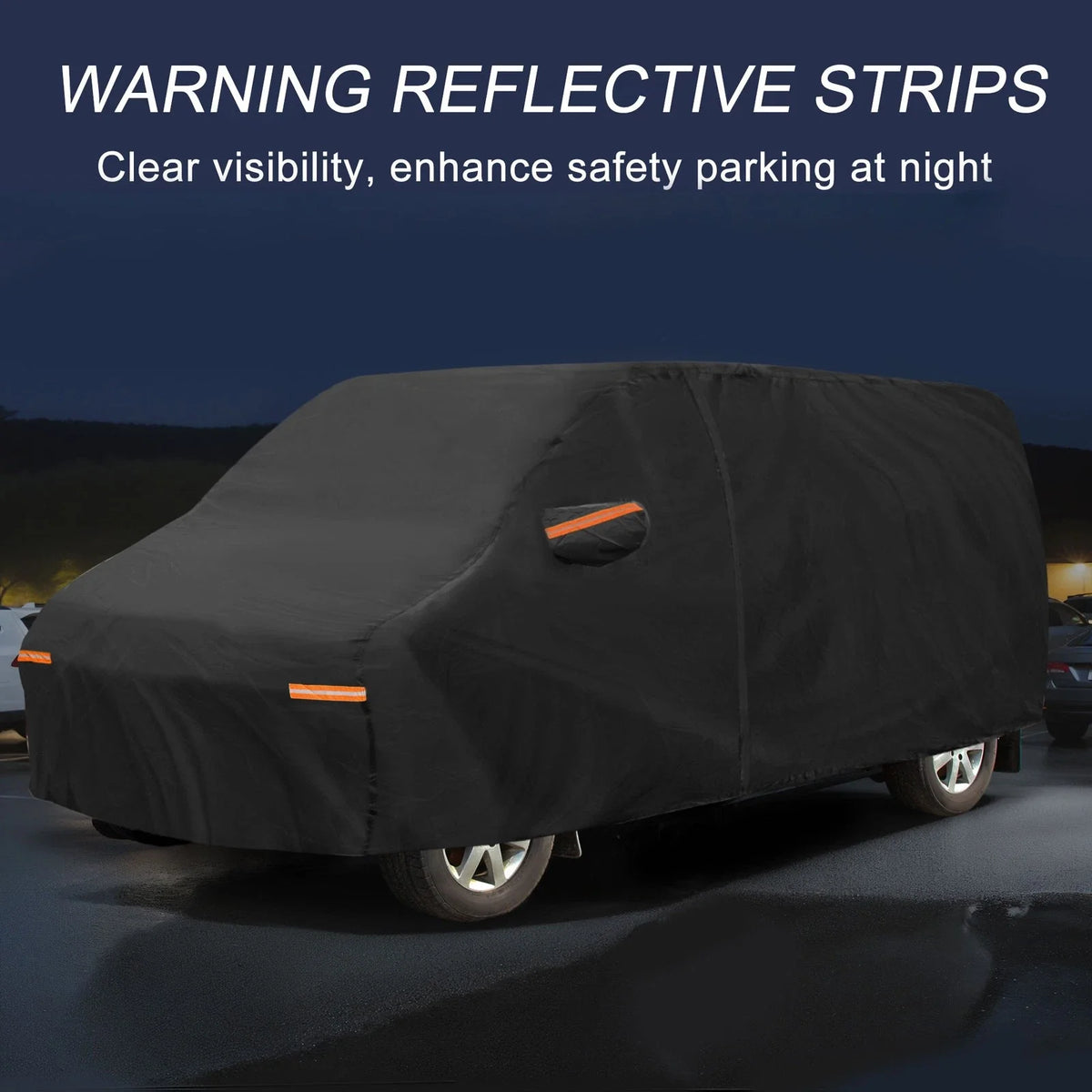 Waterproof Car Cover with Left Side Door Zipper 210D-PU for Ford E-Series 