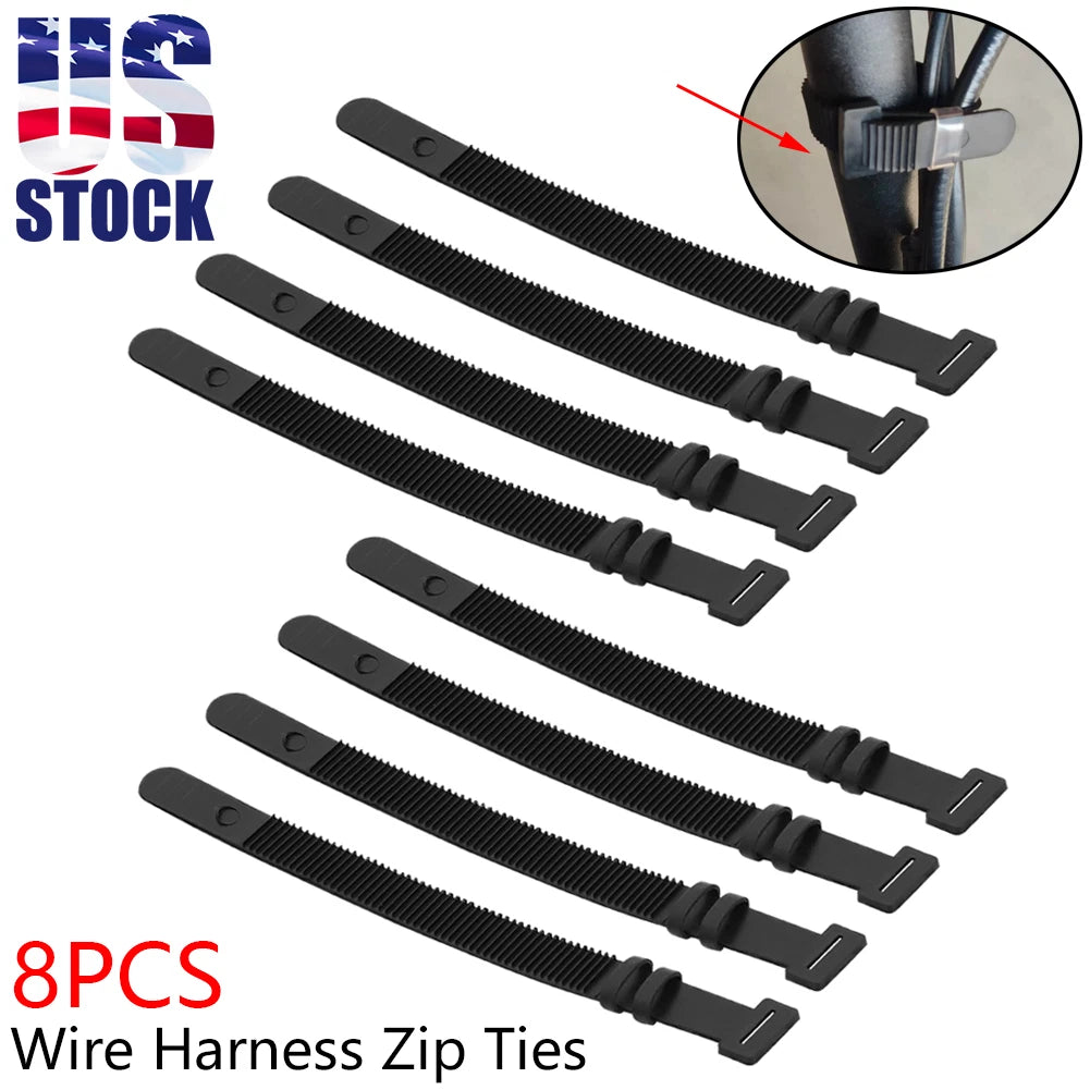8PCS Wire Harness Zip Ties Kit for Suzuki Yamaha Kawasaki Motorcycles