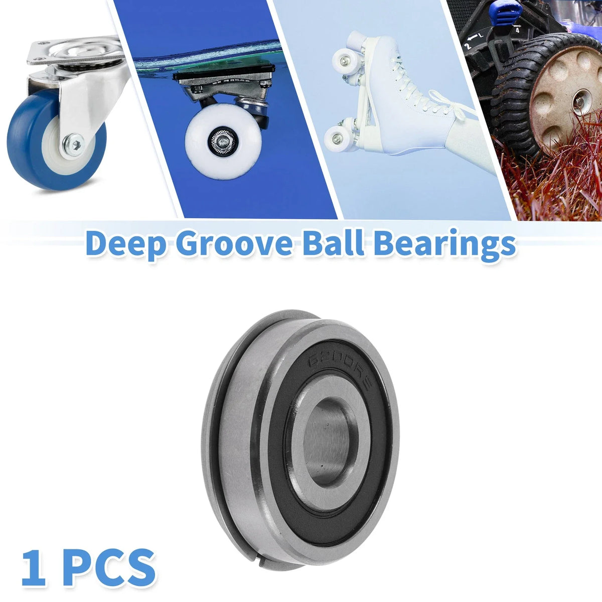 1Pc 6200NR2RS Deep Groove Ball Bearing for Scooter Skateboard (N/A)