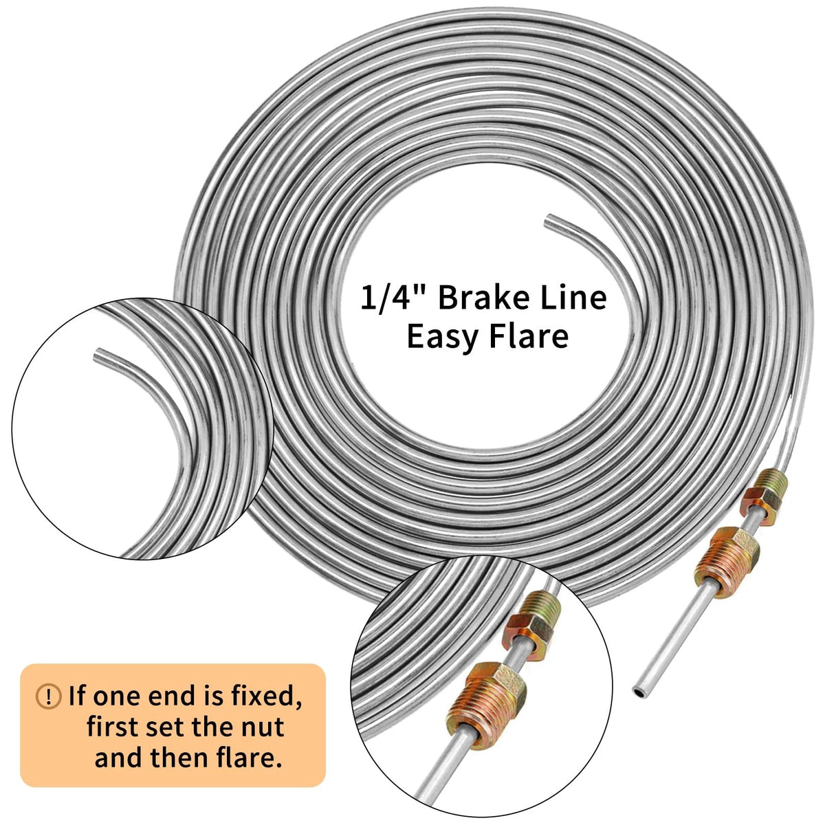 1/4" Brake Line Kit for MuRealy (25 Feet, Heavy-Duty Stainless Steel)