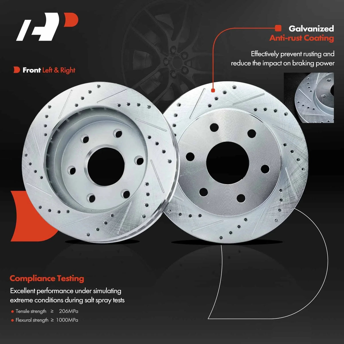 Set of 4 Drilled Brake Rotors for GMC Yukon, Chevy Tahoe (2000–2001)