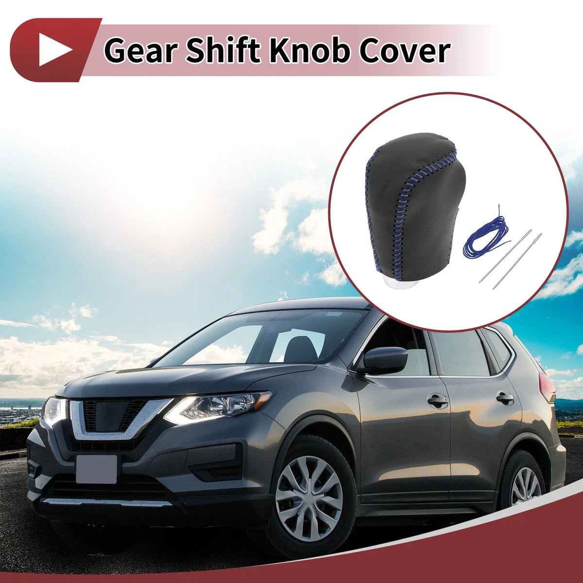 1 Pc Gear Shift Knob Cover for Nissan Rogue Sport (2017–2022) Black Blue