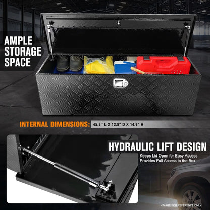 Diamond Tread Aluminum Hydraulic Lift Tool Box for Trucks (47"x15"x15")
