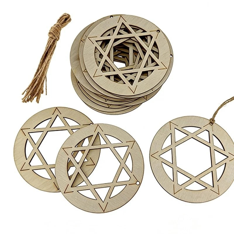30 PCS Wood Star David Cutouts for Crafting and Decorations