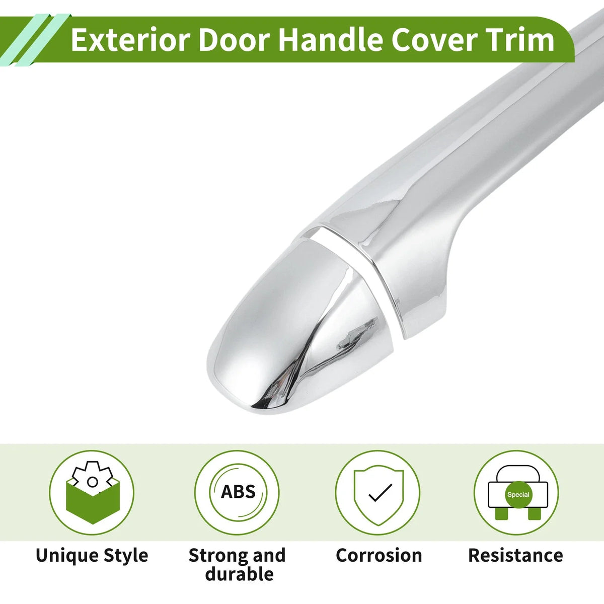 Exterior Door Handle Cover Trim for Toyota Highlander (2015–2019) Silver Tone