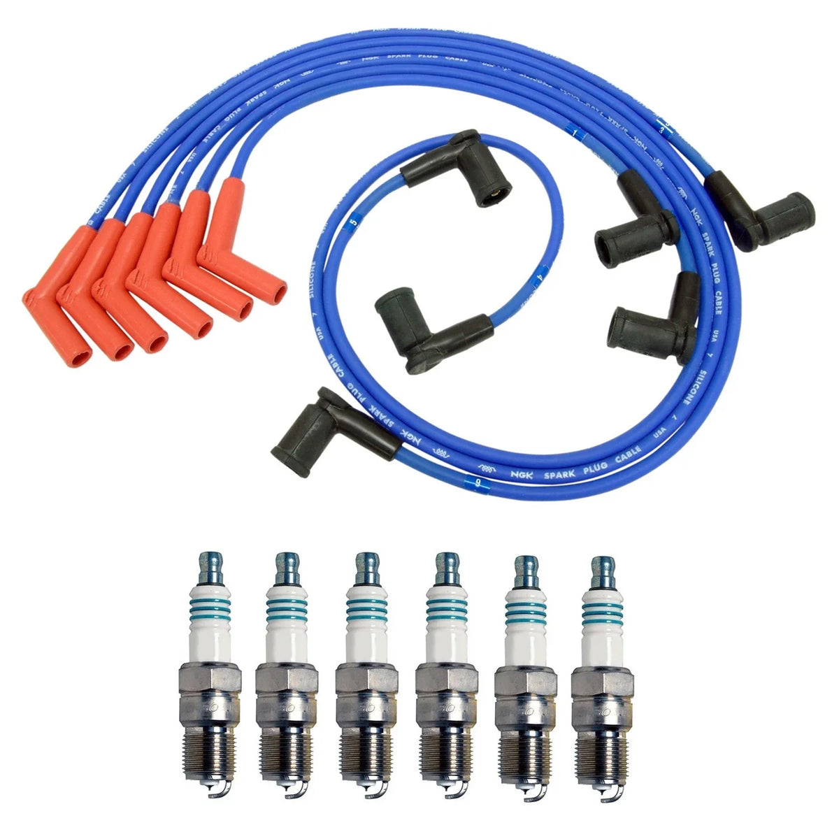 Set of 8 NGK 8mm Wire Set & 6 Denso Iridium Spark Plugs for Ford Ranger Mazda B3000 (1998–2006)