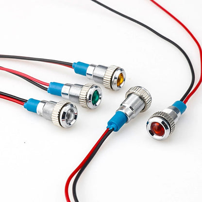10-Pack 8mm 12/24V 1/2" LED Metal Indicator Light Signal Lamp Waterproof