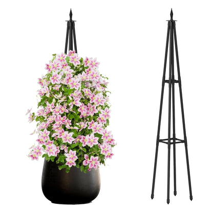 4FT Obelisk Trellis for Climbing Plants Outdoor, Black