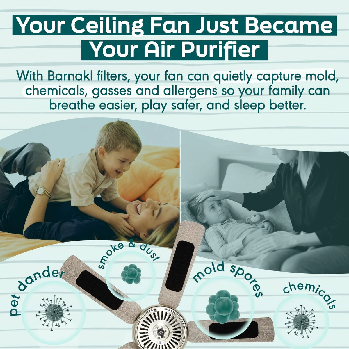 5 Pack Activated Coconut Shell Carbon Air Purifier Pads for Ceiling Fan