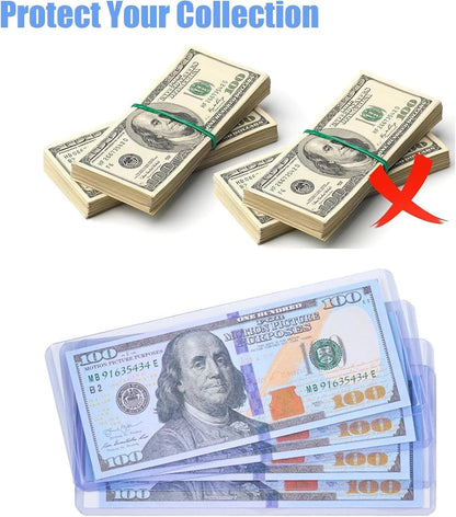 16 Pack Dollar Bill Sleeves for Banknotes (6.8" x 2.9")