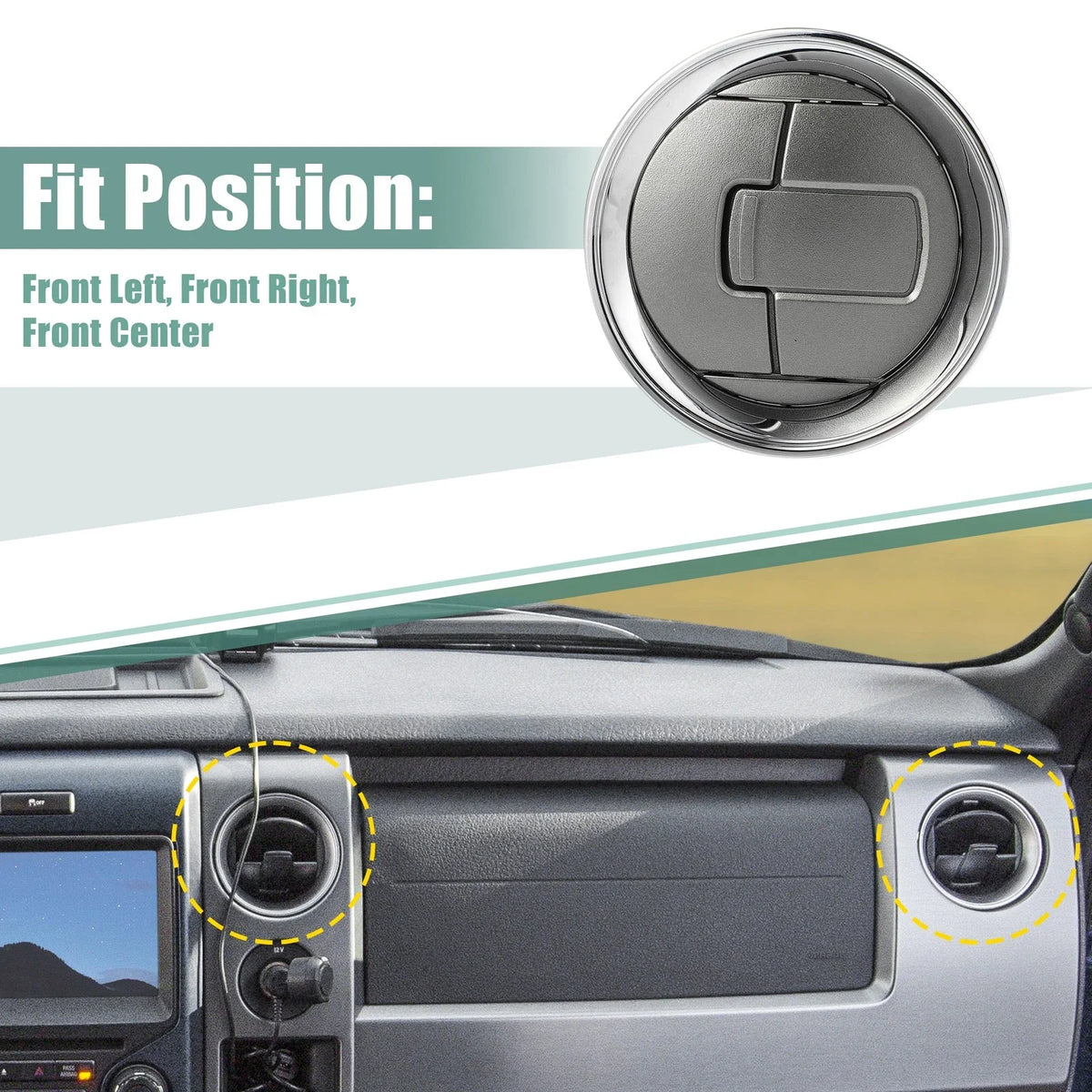 Chrome Front Dashboard Louver AC Heater Air Vent 9L3Z19893CA for Ford F150 (2009–2014)