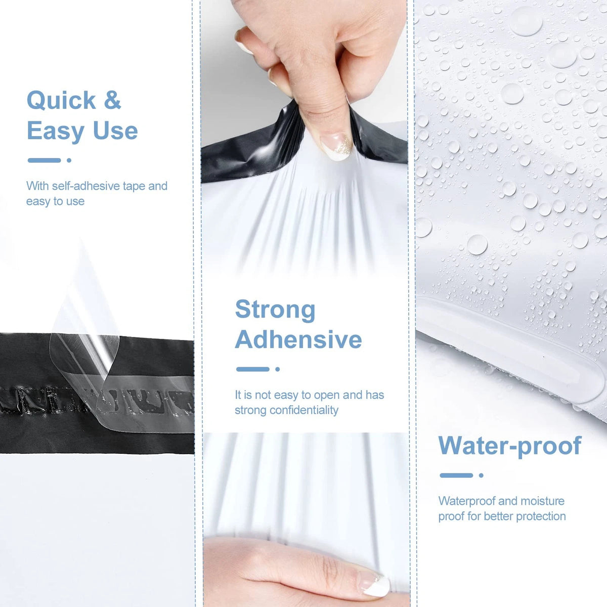 Set of 100 Metronic Poly Mailers 10x13 Small White Shipping Bags