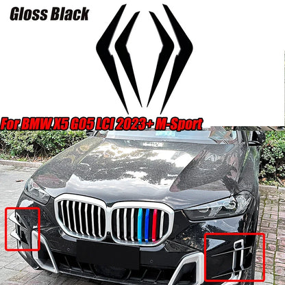 Gloss Black Front Bumper Duct Vents Fin Trim for BMW X5 G05 (2023–2023)
