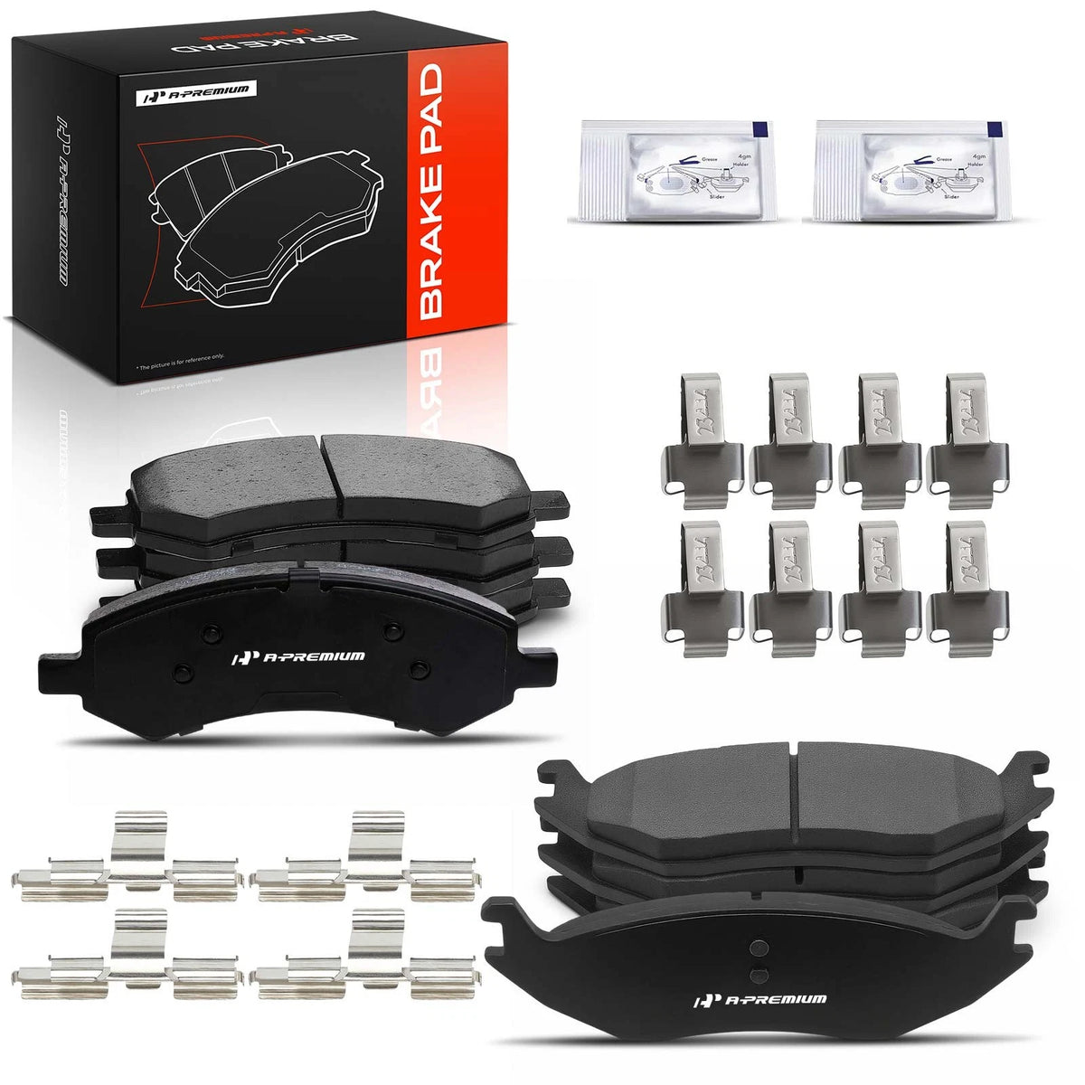 Set of 8 Ceramic Brake Pads for Ram 1500 (2011–2018) P-1084, P-967