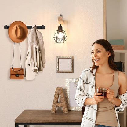 Metal Coat Rack Wall Mount with 5 Hooks, Heavy Duty, Black (1 Pcs)