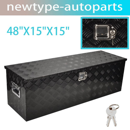 48" x 15" x 15" Black Aluminum Tool Box for Pickup Truck (Universal Fit)