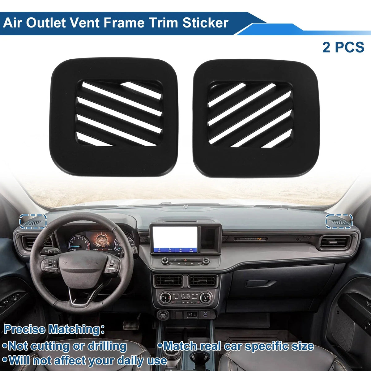 Air Condition Outlet Vent Trim Cover Frame for Ford Maverick (2022–2025) Matte Black