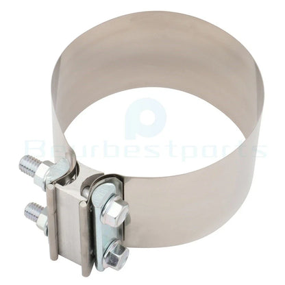 2X 5" Universal Zinc Plated Iron Butt Joint Band Exhaust Clamp