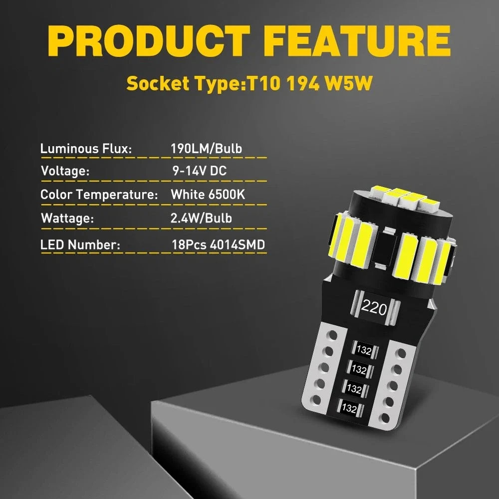 Pair LED T10 194 168 W5W Canbus White Bulb for Universal (2010–2023)