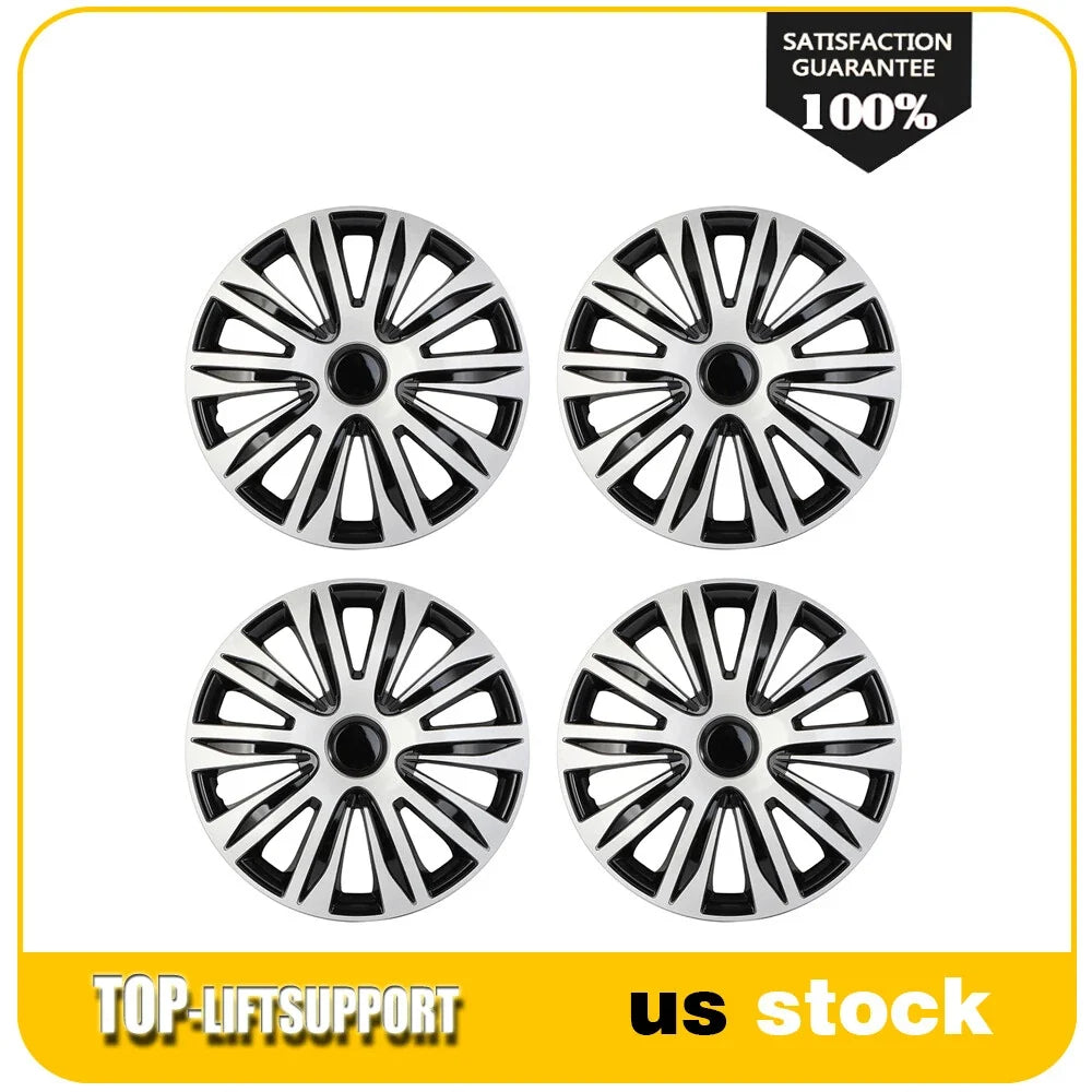 Set of 4 Wheel Covers for R17 Tire & Rim (Black & Silver)