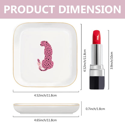 Jewelry Dish Tray for Pink Preppy Ceramic Trinket 4.6"