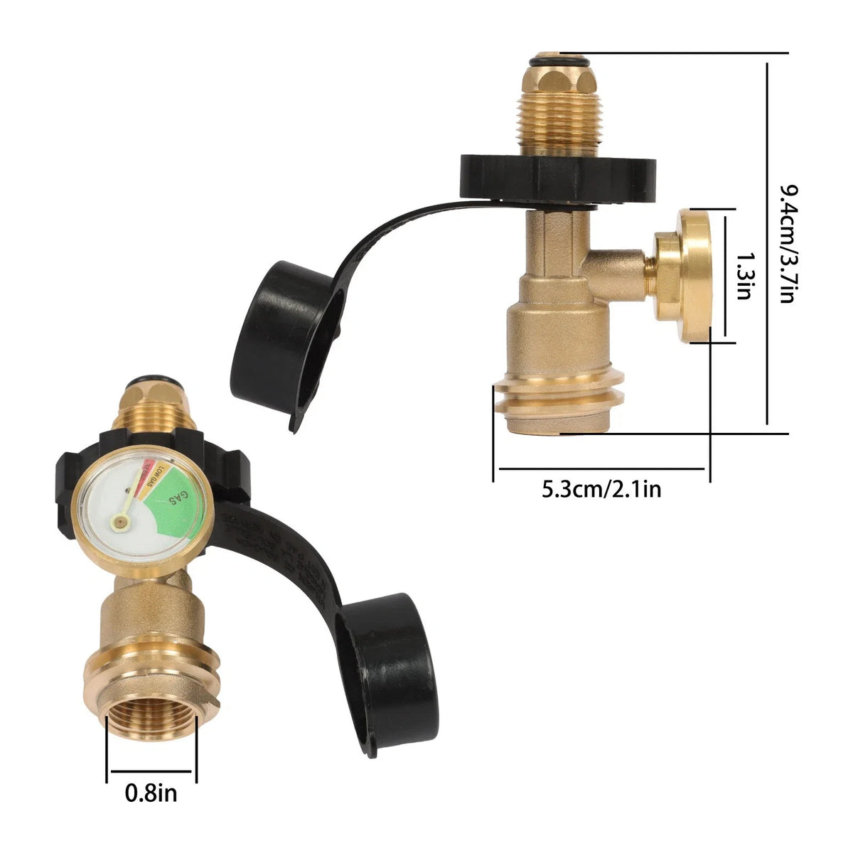 2X Propane Tank Adapter with Gauge for LP Tank Valve to QCC/Type1