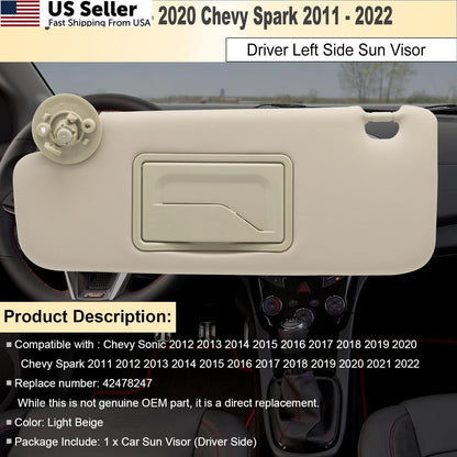 Driver Left Side Sun Visor Replacement for Beige