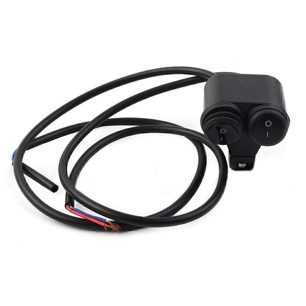 7/8'' 12V Motorcycle Handlebar Headlight Fog Spot Light Dual Switch Black