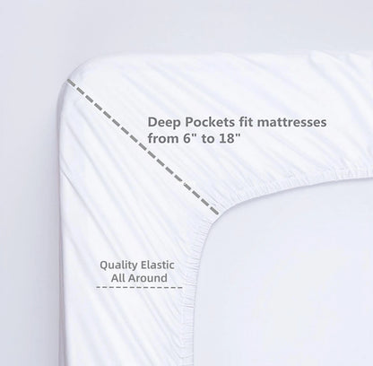Fitted Sheet for Full Size Bed (100% Cotton, 300 Thread Count, Deep, White)