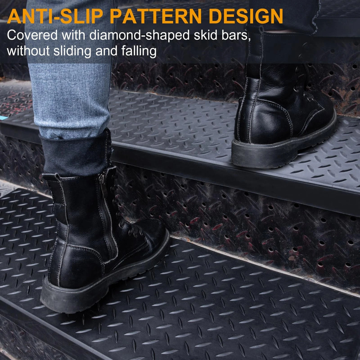 3X Rubber Stair Treads for Spurtar (29.69" x 9.85") - Diamond Black