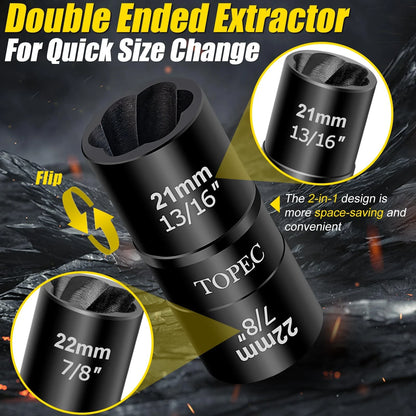 26mm x 27mm Flip Lug Nut Extractor for Automotive