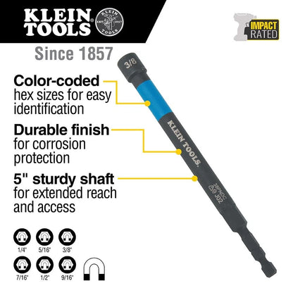 6-Piece SAE Magnetic Impact Nut Setter for Klein Tools