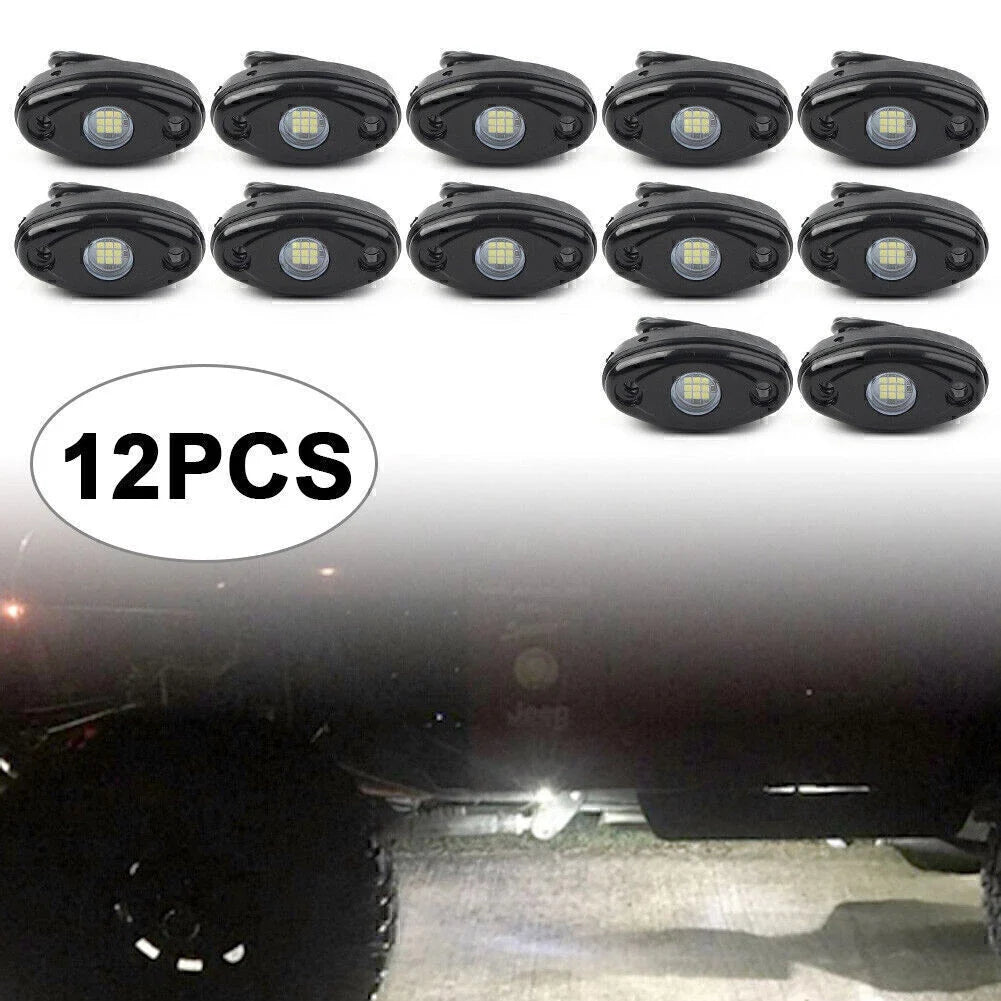 12PCS White 9W LED Engine Rock Light Kit for Jeep Truck SUV (Off-Road)