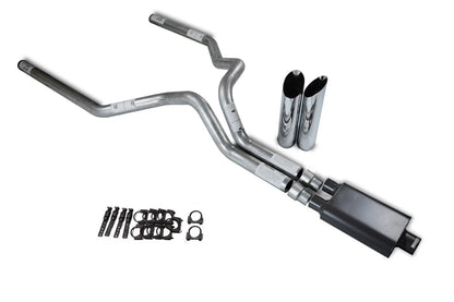 Dual Exhaust Kit for Chevy GMC 1500 Truck (2007–2014) 3" 2 Chamber Muffler Slash Tips