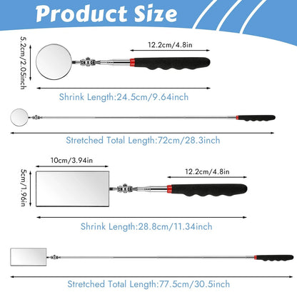 2X Telescoping Inspection Mirror for Mechanics (360° Swivel)