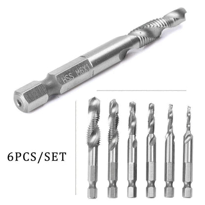 6x HSS Drill Tap Bit Set M3-M10 Countersink Deburr Kit for Metric