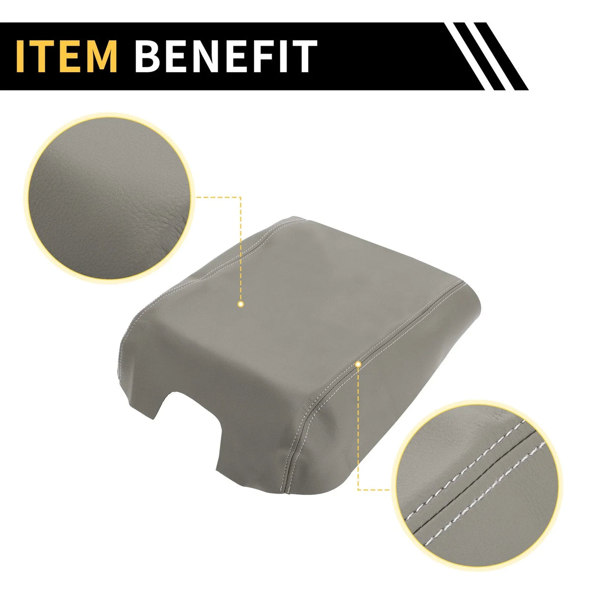 Console Lid Armrest Cover for Ford F-150 (2015–2020) Microfiber Leather Grey