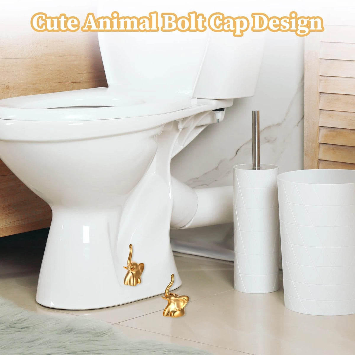 2Pcs Decorative Gold Ceramic Toilet Bolt Covers 3.46in x 1.97in