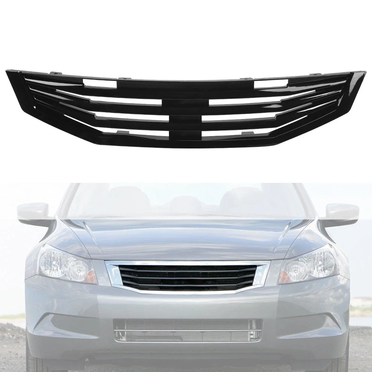 Mugen Style Black Horizontal Front Hood Grille for Honda Accord (2008–2010)