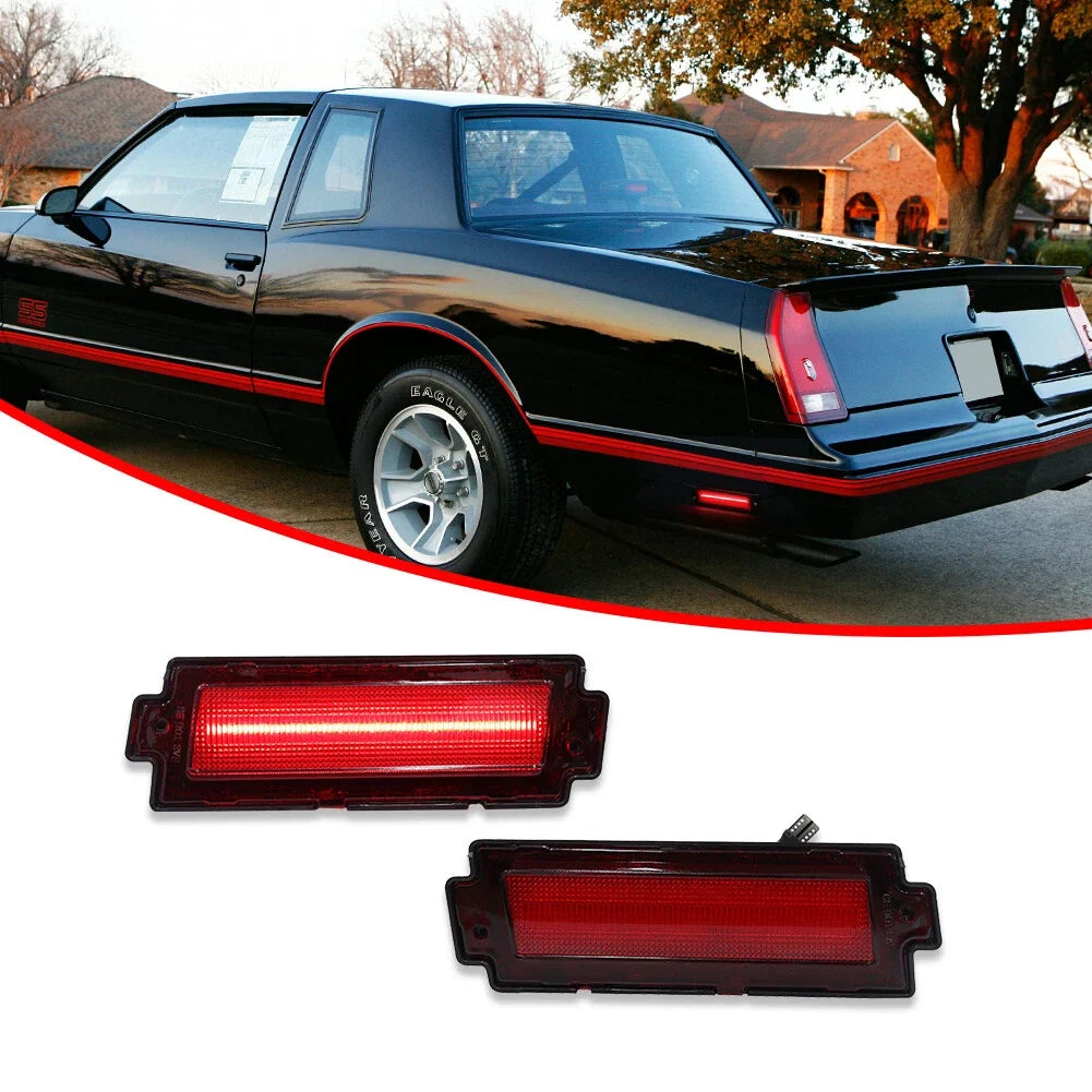 Set of 2 Red LED Rear Bumper Side Marker Lights for Chevy Monte Carlo SS (1981–1988)