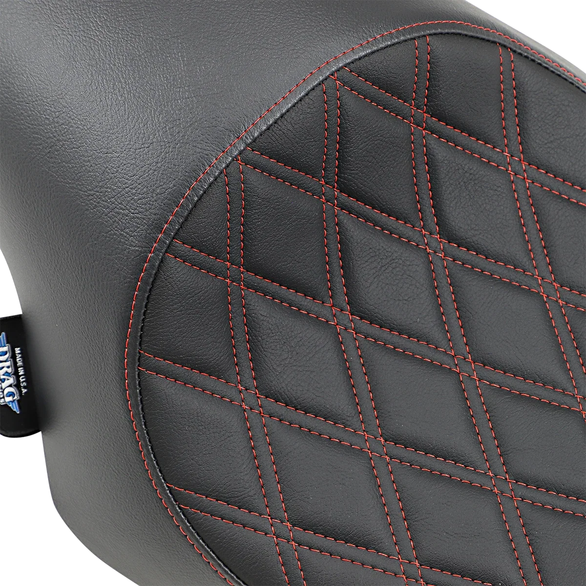 Solo Seat for Harley Sportster (3/4, Double Diamond, Black w/ Red Stitching)