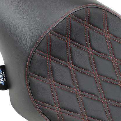 Solo Seat for Harley Sportster (3/4, Double Diamond, Black w/ Red Stitching)