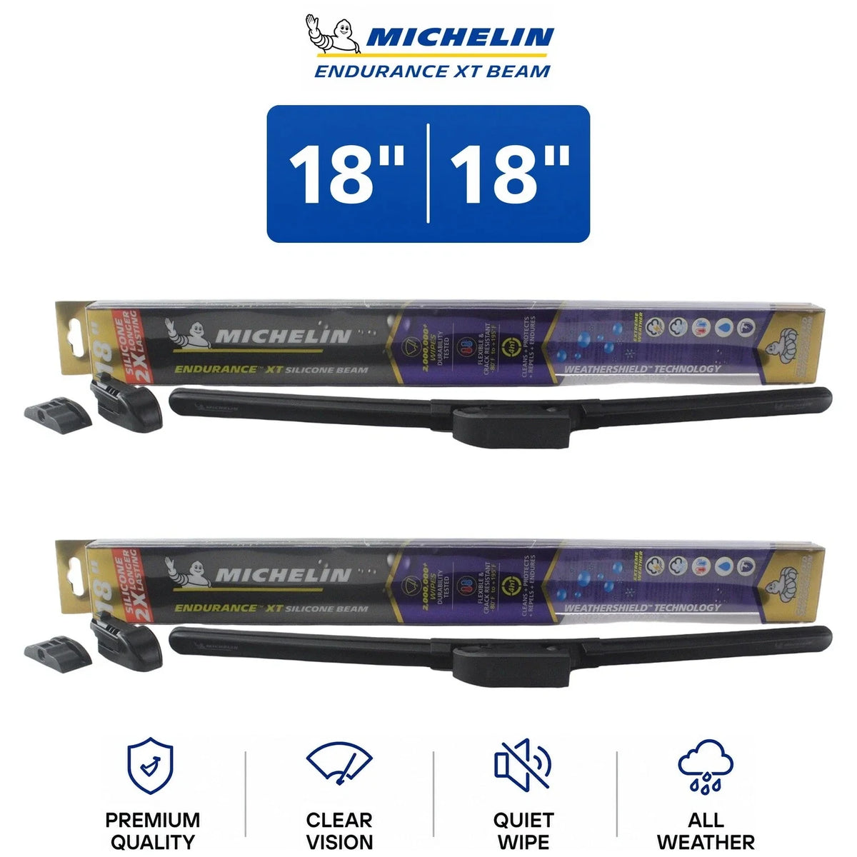 Set of 2 Michelin Endurance XT Beam Wiper Blades for GMC (1978–2005)