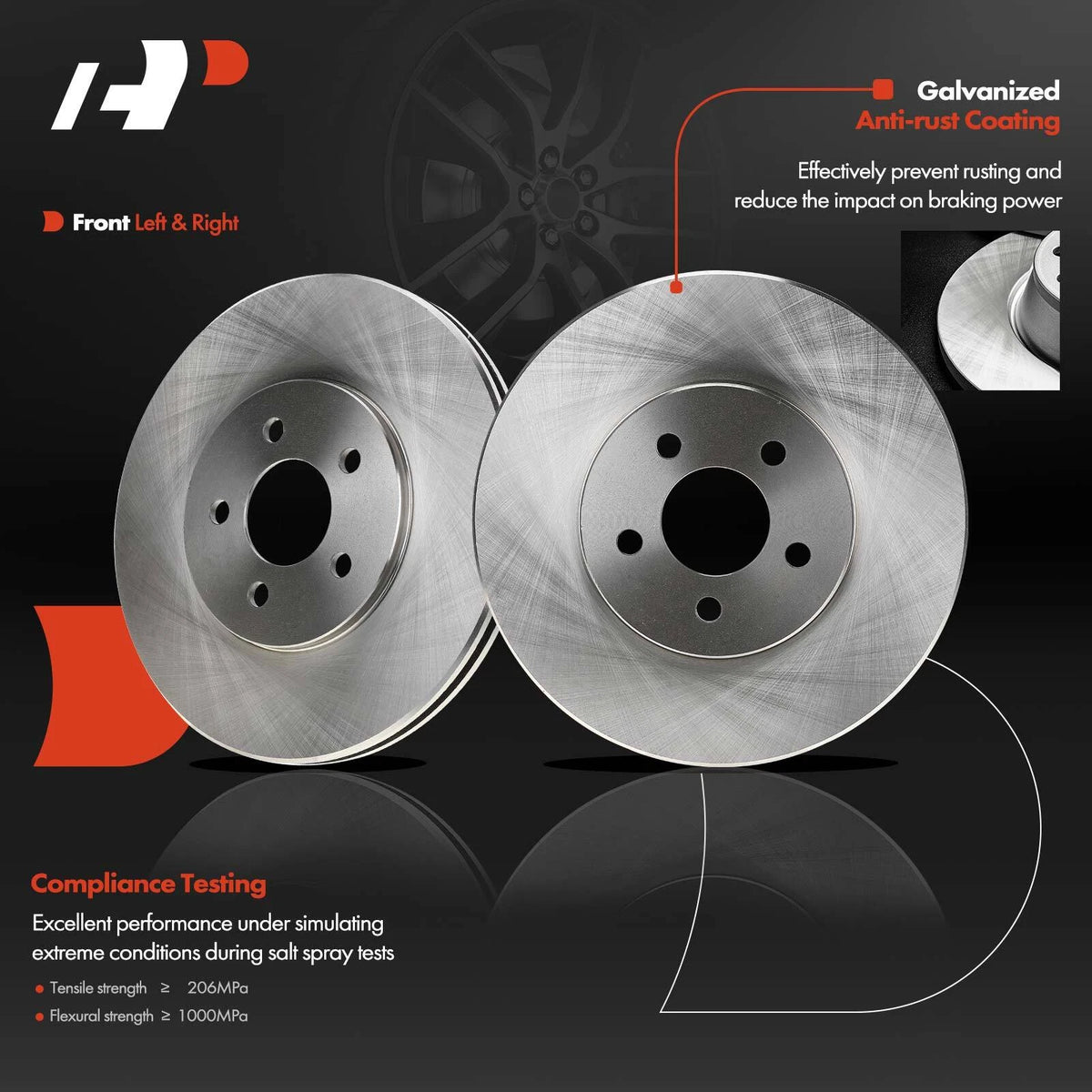 Front Disc Brake Rotors for Chrysler Sebring Dodge Stratus (76504R, 76683, 76683R)