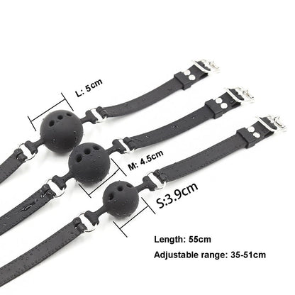 PU Leather Harness Belt Open Mouth Ball Gag BDSM Oral Plug