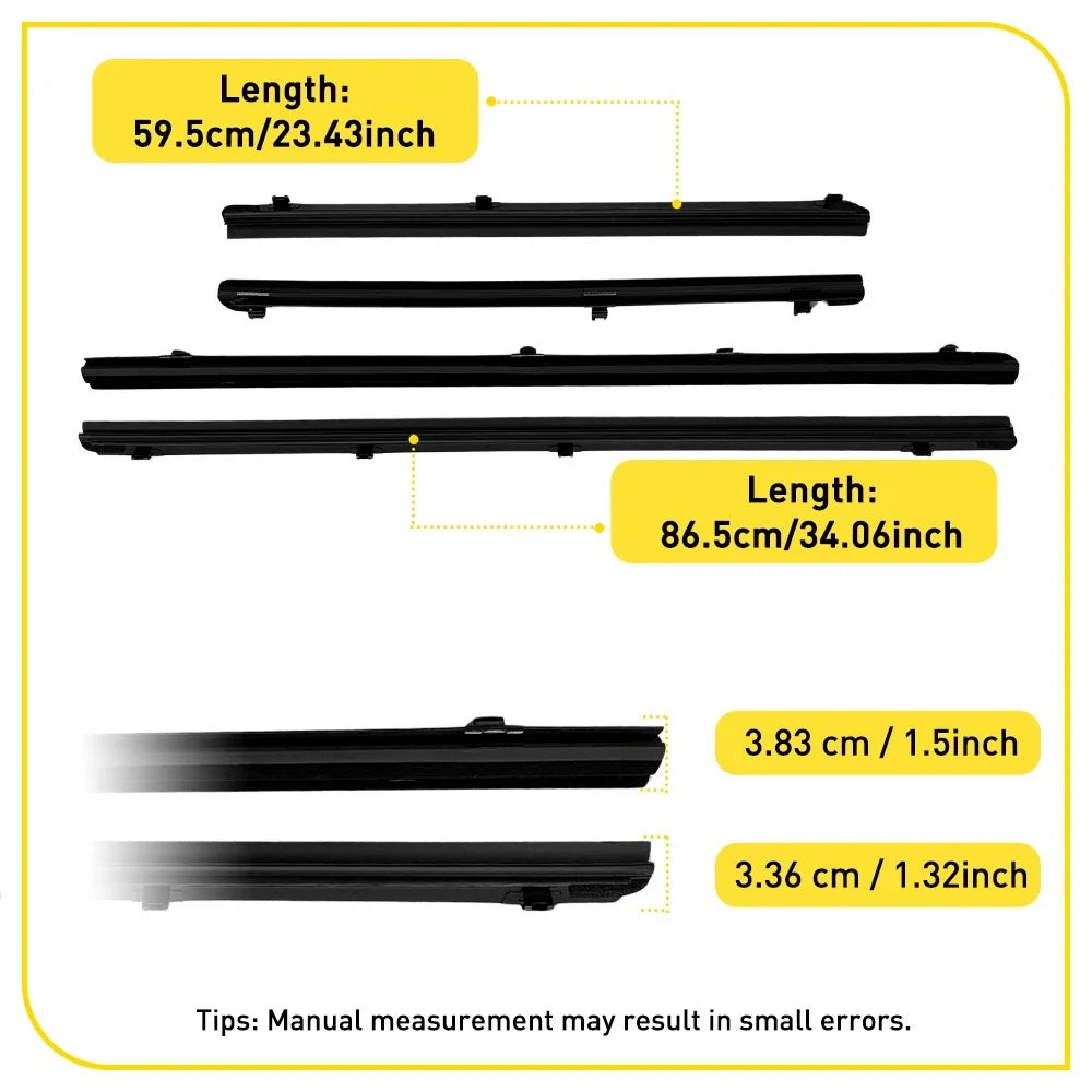 4X Inner Front & Rear Door Glass Weatherstrip Set for Toyota 4Runner (2010–2024)