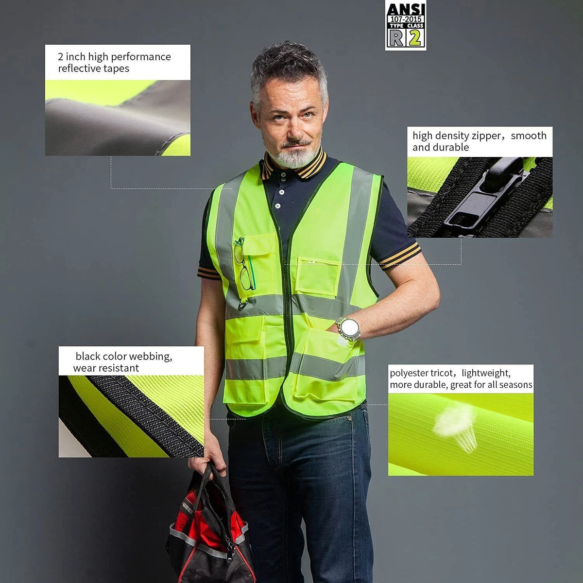 Reflective Safety Vest for Construction Site Work