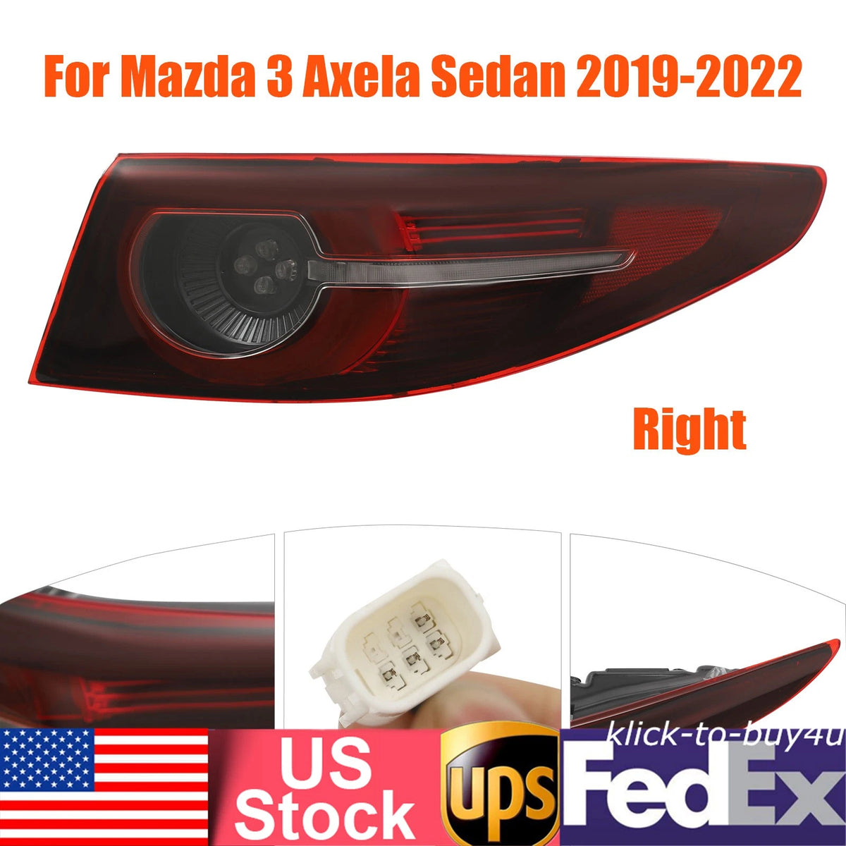 LED Right Side Tail Light for Mazda 3 Axela Sedan (2019–2022) MA2805132, BCJH-51-150A, MZ308-B100R